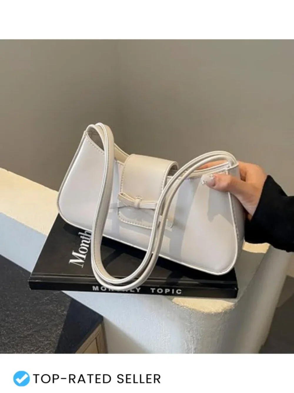 PU Leather Hobo Shoulder Bag Bow Flap Magnet Closure Everyday Purse